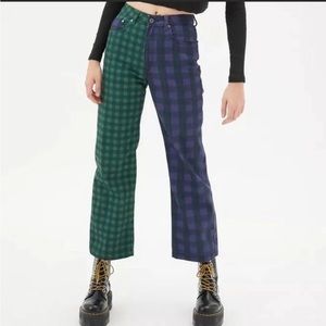 Ragged Priest jeans purple and green plaid denim